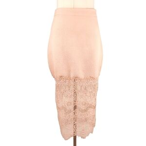 ASTR Blush Pink Feminine See-through Lace Midi Skirt S
